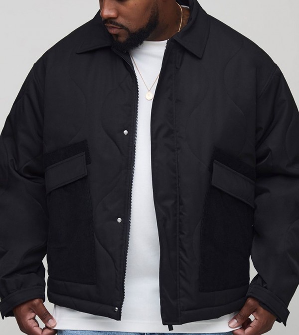 Cord Collar Oversized Quilted Jacket