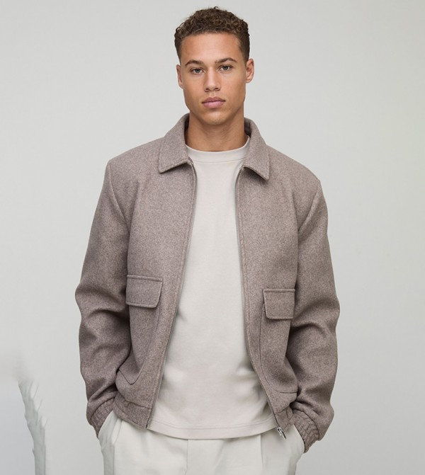 Tall Wool Look Regular Fit Smart Harrington Jacket