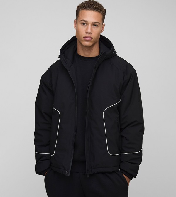 Tall Regular Fit Piping Detail Nylon Padded Parka Jacket