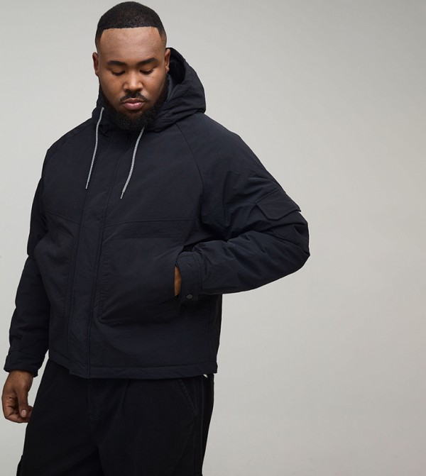 Plus & Tall Regular Fit Seam Detail Hooded Parka Jacket