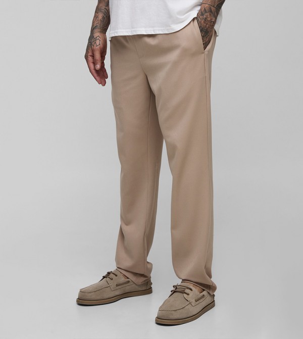 Plus & Tall Elastic Waist Tapered Fit Pants