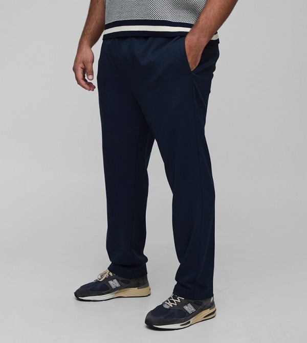 Plus & Tall Elastic Waist Tapered Smart Woven Trousers