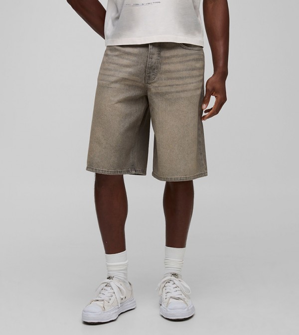Regular Fit Washed Tinted Denim Jorts