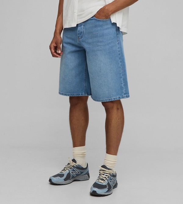 Baggy Fit Washed Denim Shorts