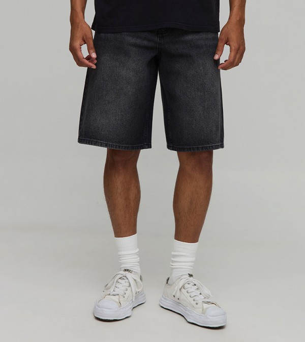 Baggy Fit Washed Denim Shorts