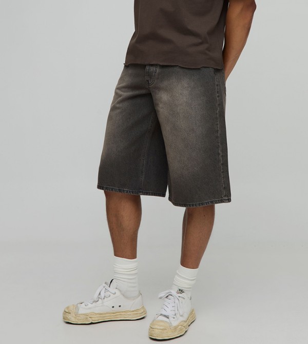 Longline Washed Tinted Denim Jorts