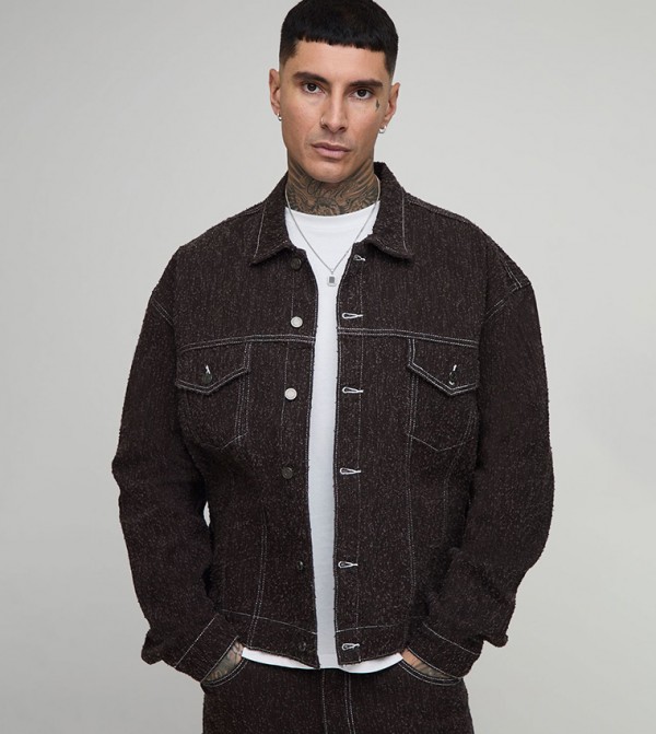 Tall Textured Oversized Denim Jacket