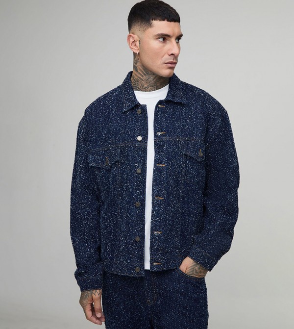 Tall Textured Oversized Denim Jacket