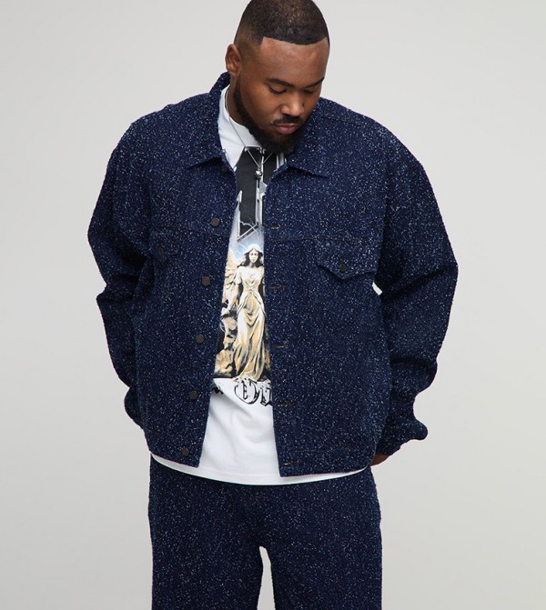 Textured Oversized Denim Jacket