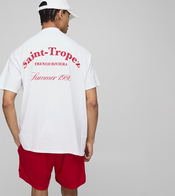 Saint Tropez Print Oversized T-Shirt