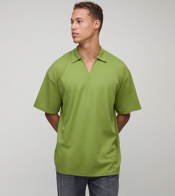 Plus & Tall Interlock Oversized Polo T-Shirt