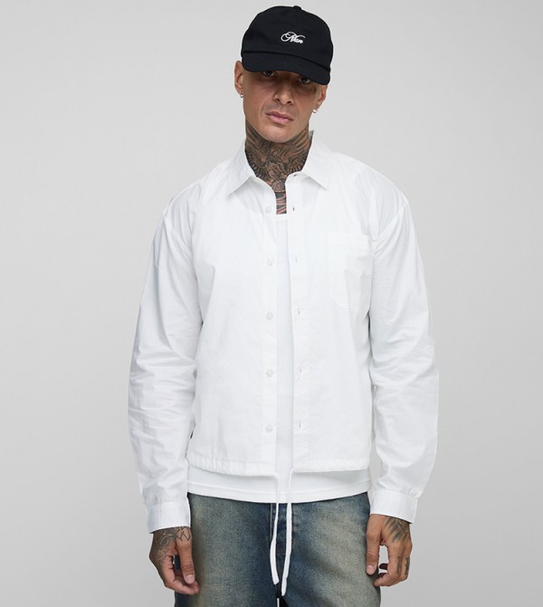 Tall B Embroidered Oversized Bungee Hem Poplin Shirt