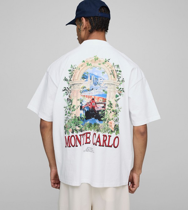 Crew Neck Monte Carlo Printed Oversized T-Shirt
