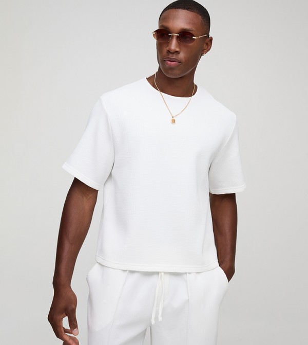 Solid Pleated Cropped T-Shirt