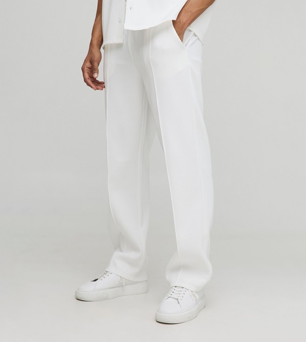 Elastic Relaxed Fit Pleated Pintuck Trousers