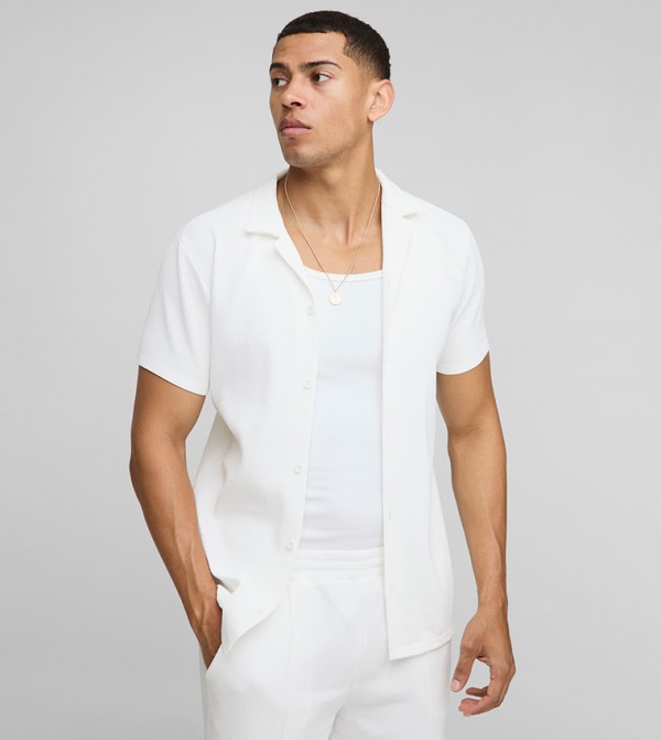 Revere Stretch Fit Pleated Short Sleeves Shirt