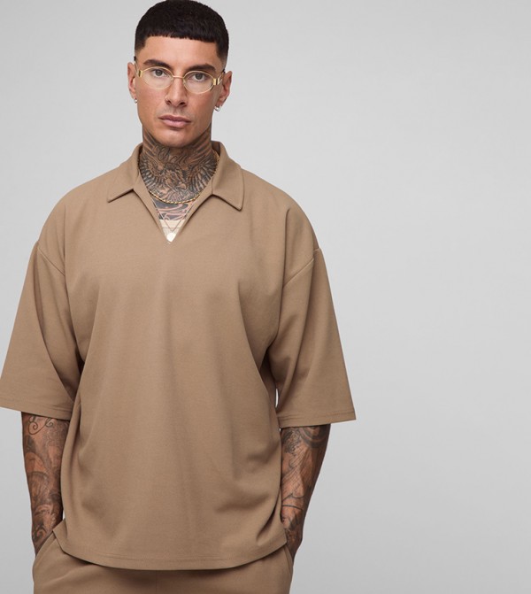 Tall Scuba Twill Oversized V-Neck Shirt