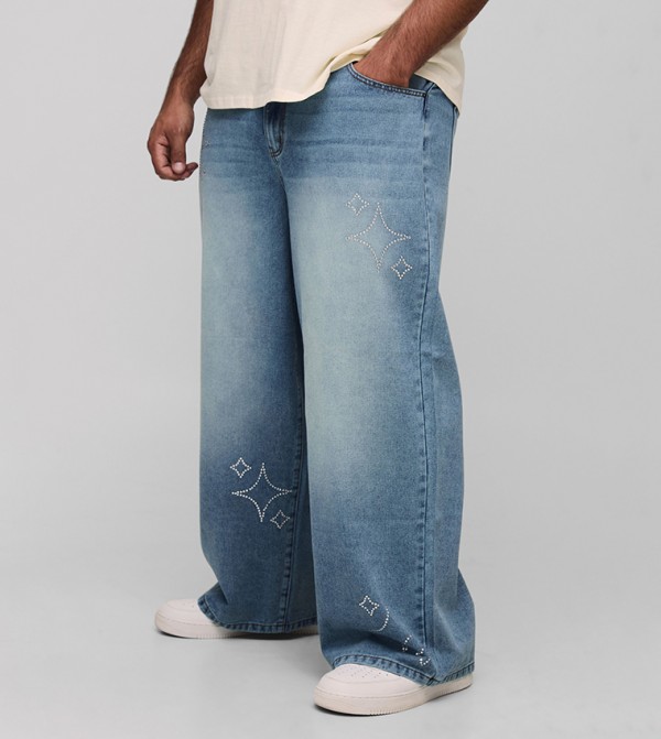 Plus & Tall Star Rhinestone Baggy Fit Jeans