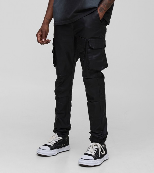 Tall Coated Stacked Cargo Stacked Skinny Fit Jeans