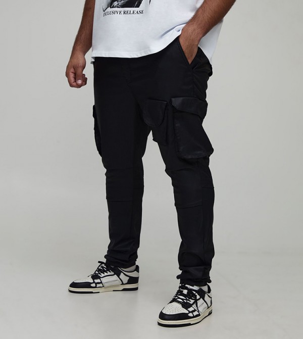 Coated Stacked Cargo Stacked Skinny Fit Jeans