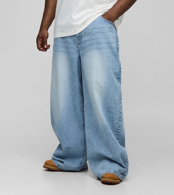 Washed Tab Parachute Fit Jeans