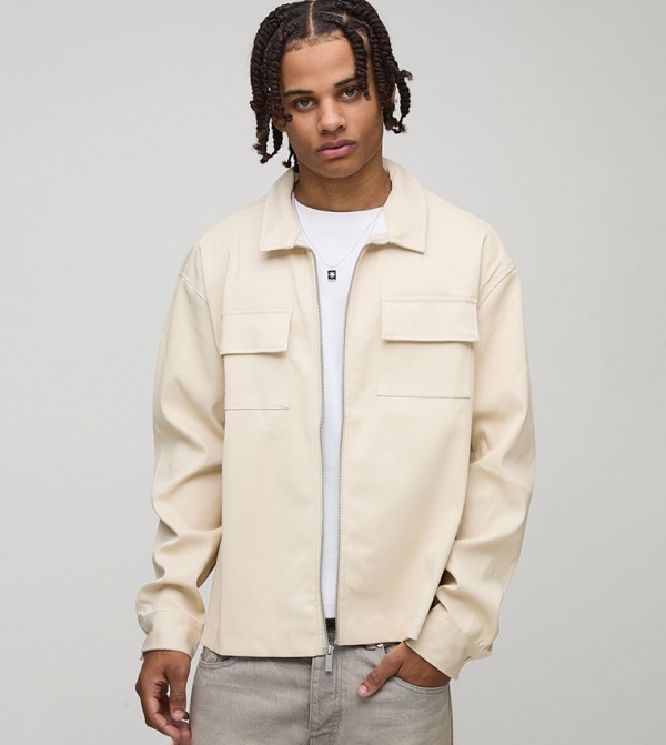 Long Sleeves PU Pleated Oversized Shirt