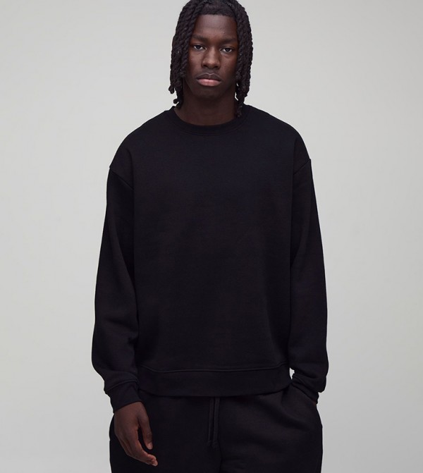 Solid Crew Neck Oversized Sweatshirt
