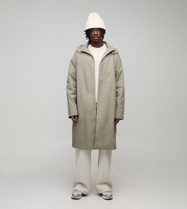 Tall Regular Fit Button Through Hooded Mac Coat