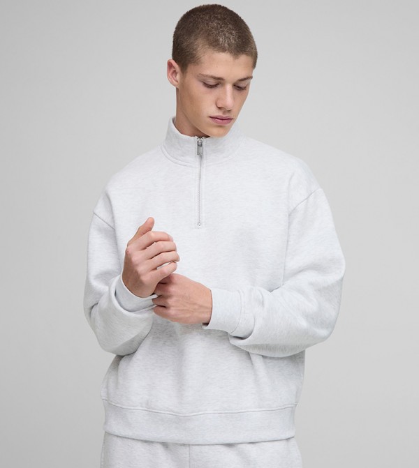 Quarter Zip Funnel Neck Oversized Sweatshirt