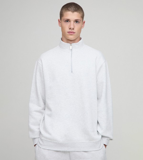 Quarter Zip Funnel Neck Oversized Sweatshirt