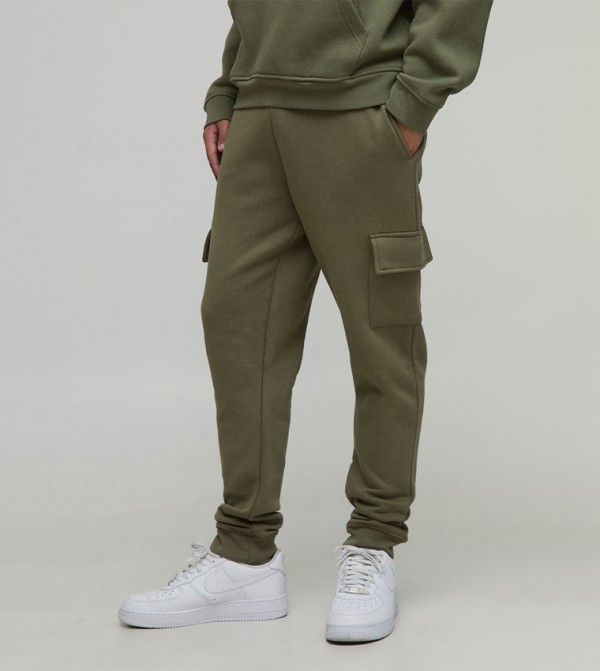 Solid Skinny Fit Cargo Jogger