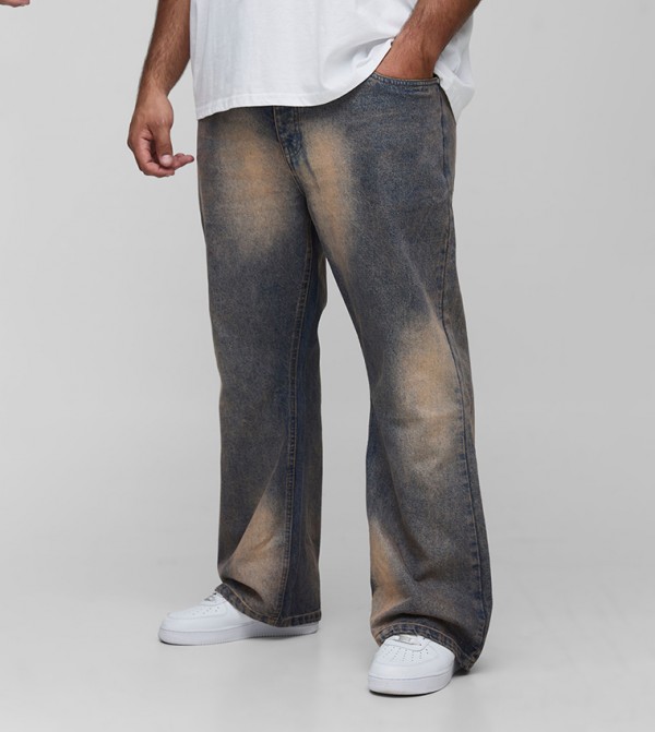 Faded Extreme Tinted Flared Jeans