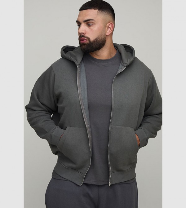 Plus & Tall Solid Regular Zip-Through Jacket