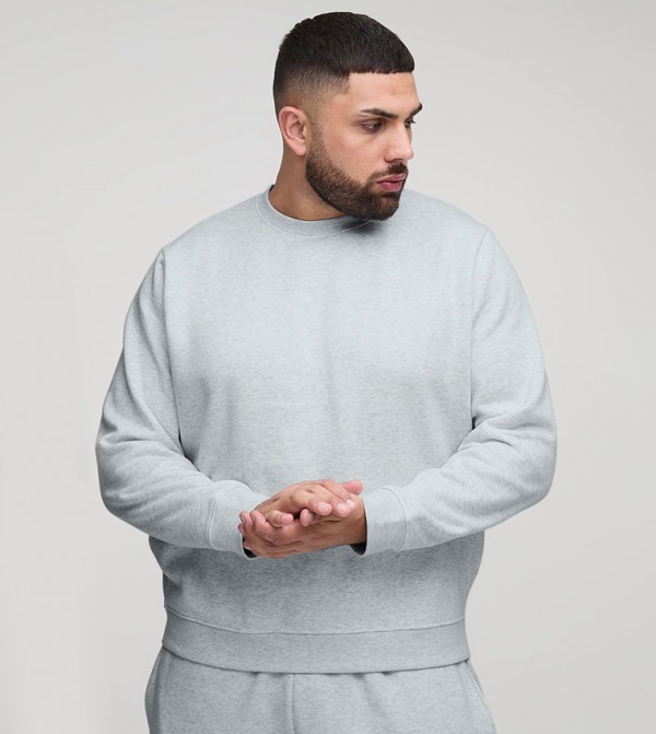 Plus & Tall Solid Regular Fit Crew Neck Sweatshirt