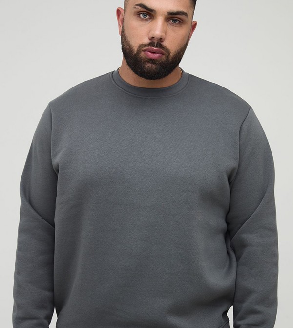 Solid Crew Neck Oversized Sweatshirt
