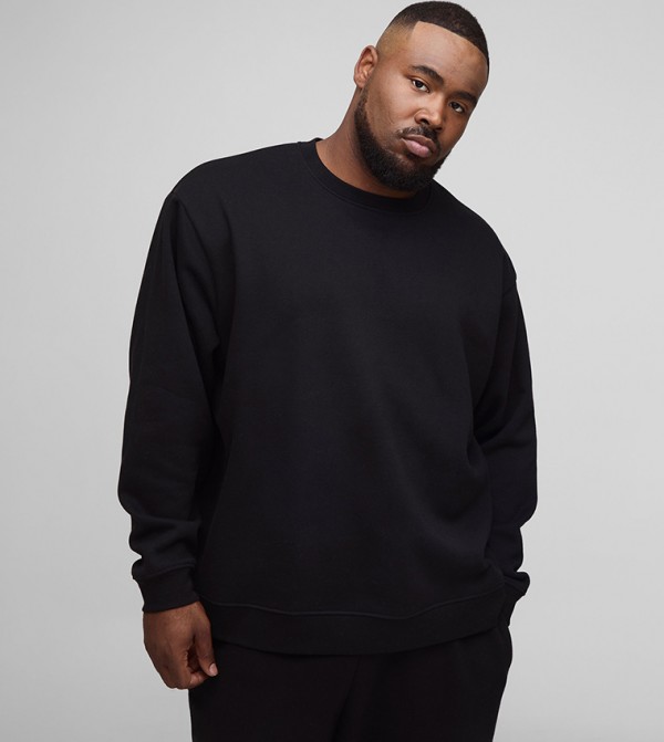 Solid Crew Neck Oversized Sweatshirt