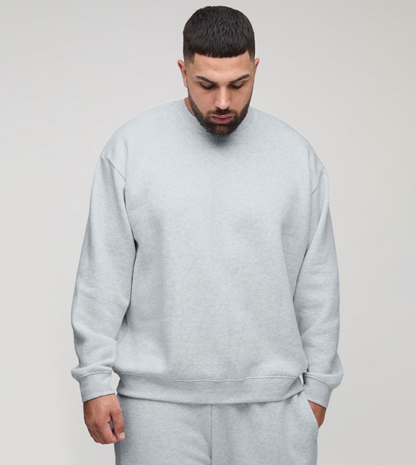 Plus & Tall Solid Oversized Crew Neck Sweatshirt