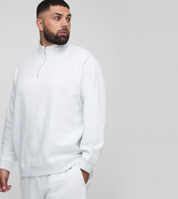 Plus & Tall Oversized Zipper Neck Sweatshirt