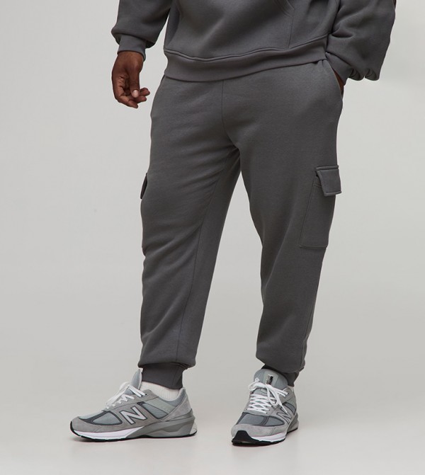 Plus & Tall Solid Skinny Fit Cargo Joggers