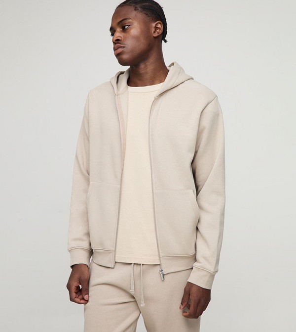 Solid Regular Zip-Through Hooded Jacket
