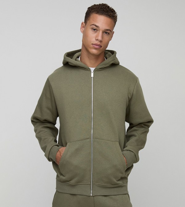 Tall Solid Regular Zip-Through Hooded Jacket