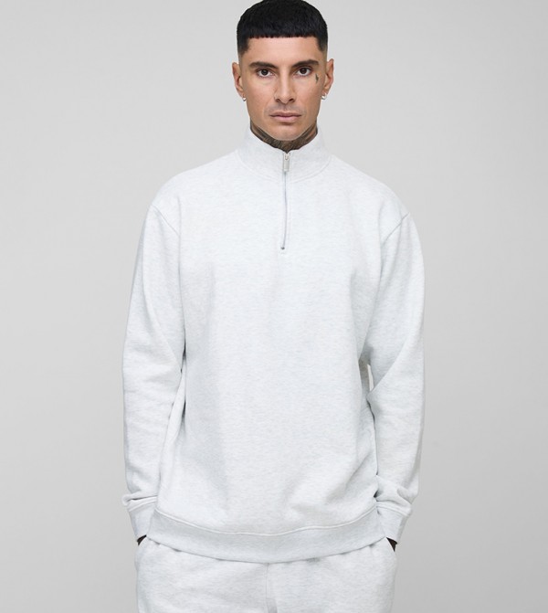 Tall Solid Oversized Zipper Neck Sweatshirt