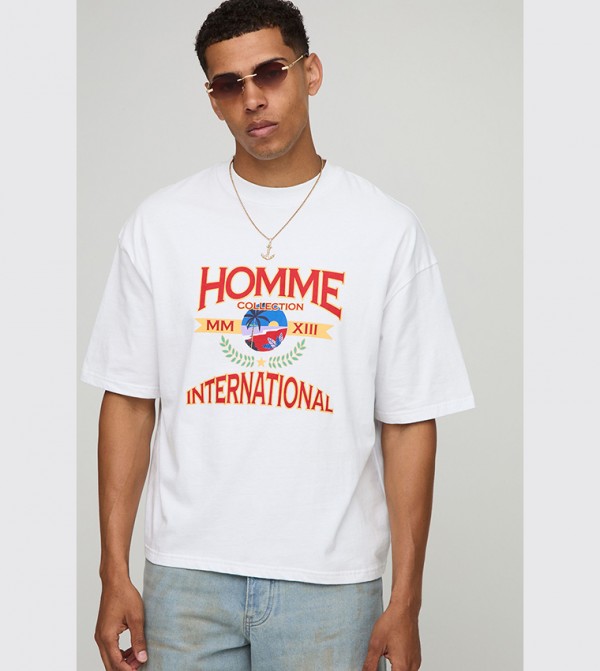 Boxy Crew Neck Homme Oversized T-Shirt