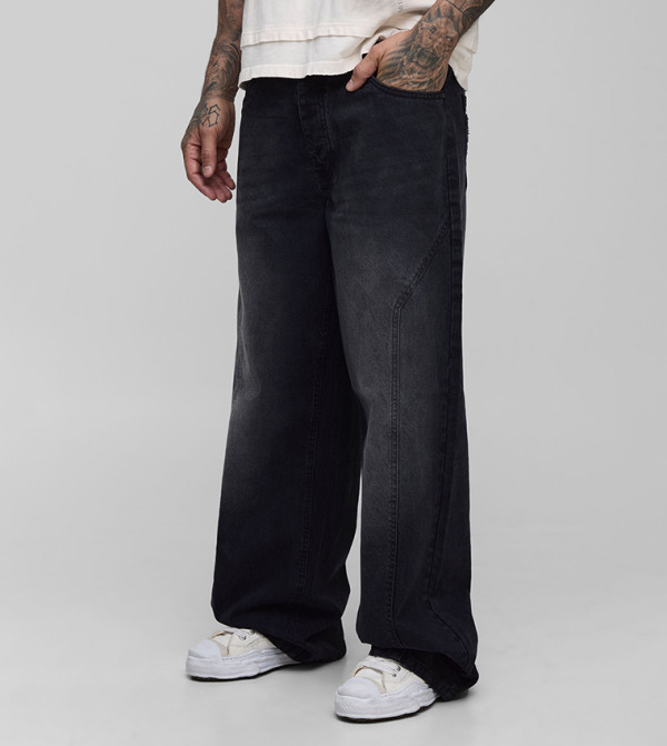 Tall Washed Star Applique Baggy Fit Jeans