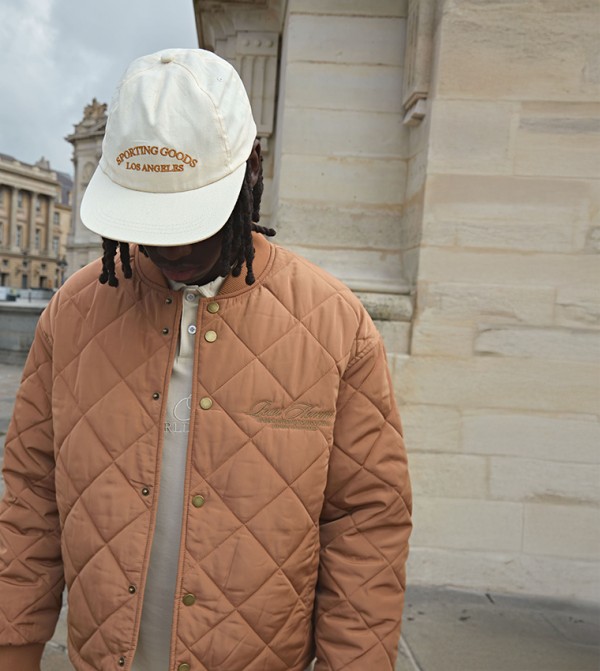 Embroidered Diamond Nylon Boxy Quilted Bomber Jacket