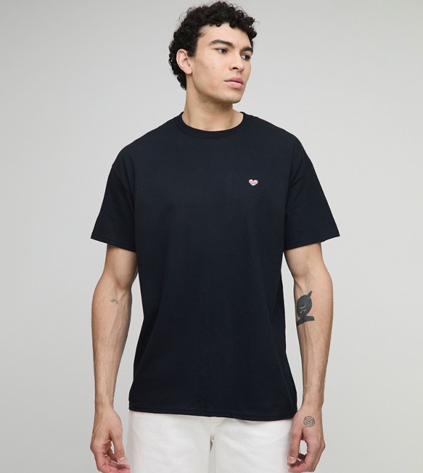 Rainbow Heart Be You Embroidered Pride Oversized T-Shirt