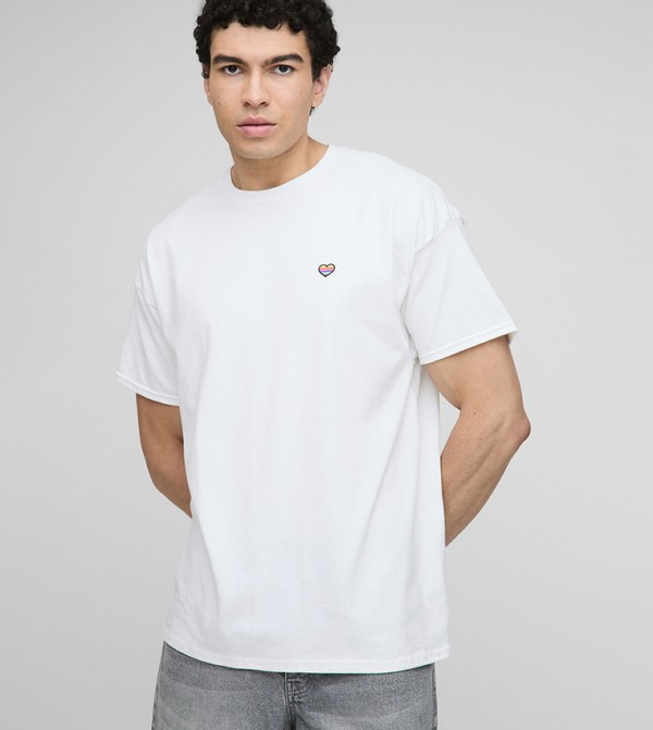 Rainbow Heart Be You Embroidered Pride Oversized T-Shirt