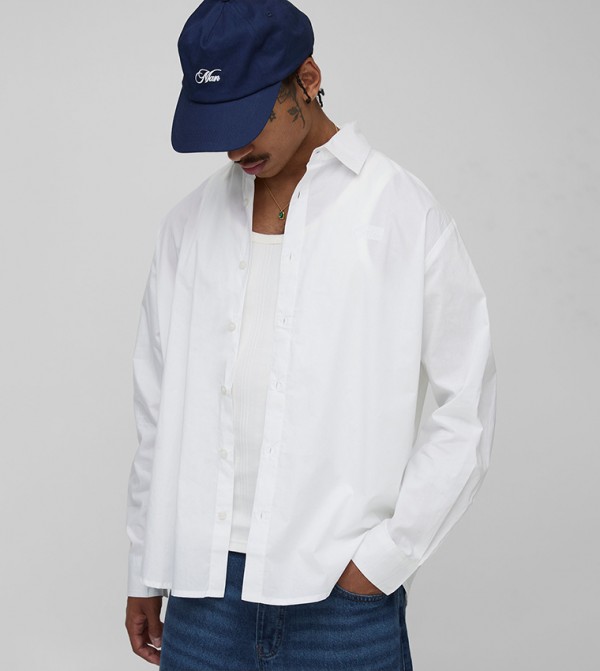 Embroidered Long Sleeves Oversized Shirt