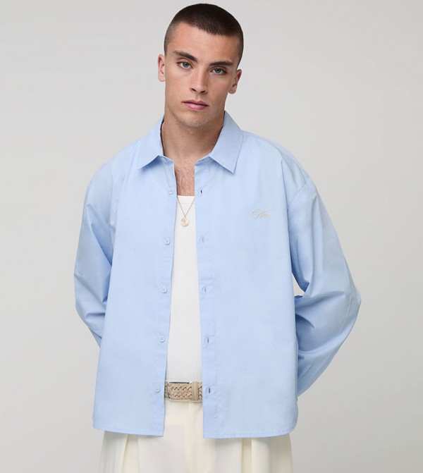 Embroidered Long Sleeves Oversized Shirt