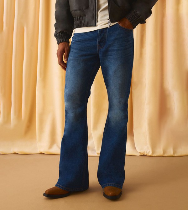 بنطال جينز واسع بجيب